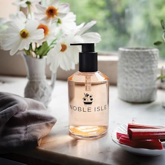 Noble Isle RHUBARB RHUBARB! LUXURY HAND WASH REFILLABLE GLASS BOTTLE 300ML - Image 5